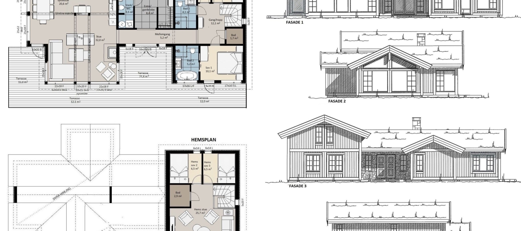 10. TTH Geilo 3-177. Plan og fasader